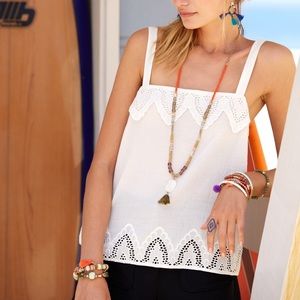 Sézane Bilbao Embroidered Ruffle 100% Cotton Top